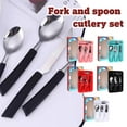 thumbnail image 3 of South American Fork Spoon Set, Curved Stainless Steel Tableware with Plastic Handle, Modern Dining Utensils, 3 of 8
