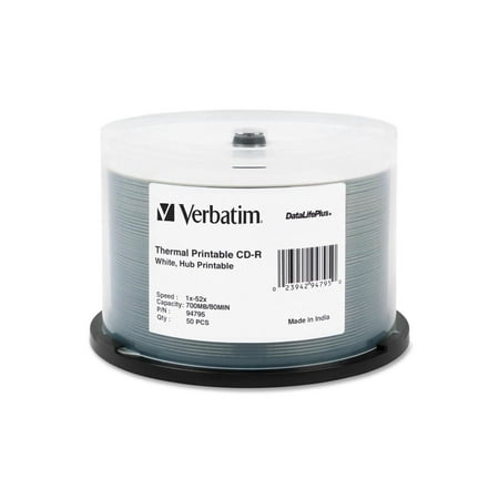 UPC: 0023942947950 | Verbatim 700MB 52X CD-R Thermal Printable Hub Printable 50 Packs Spindle 50Pkg DataLifePlus CD Recordable Media Model 94795