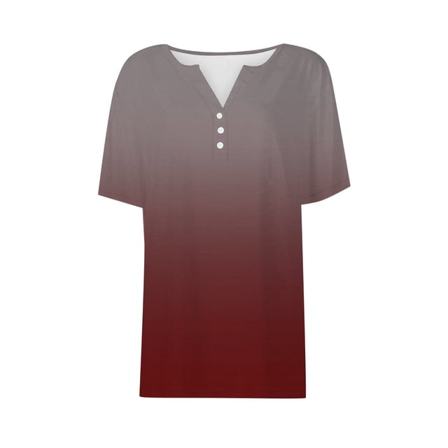 YLHFASHION Chemise à Manches Courtes Col en V Mode Vacances d'Été 2024 pour Femmes Tunique Décontractée Ample Confortable Offres du Jour Liquidation T-shirt à Manches Courtes pour Femmes