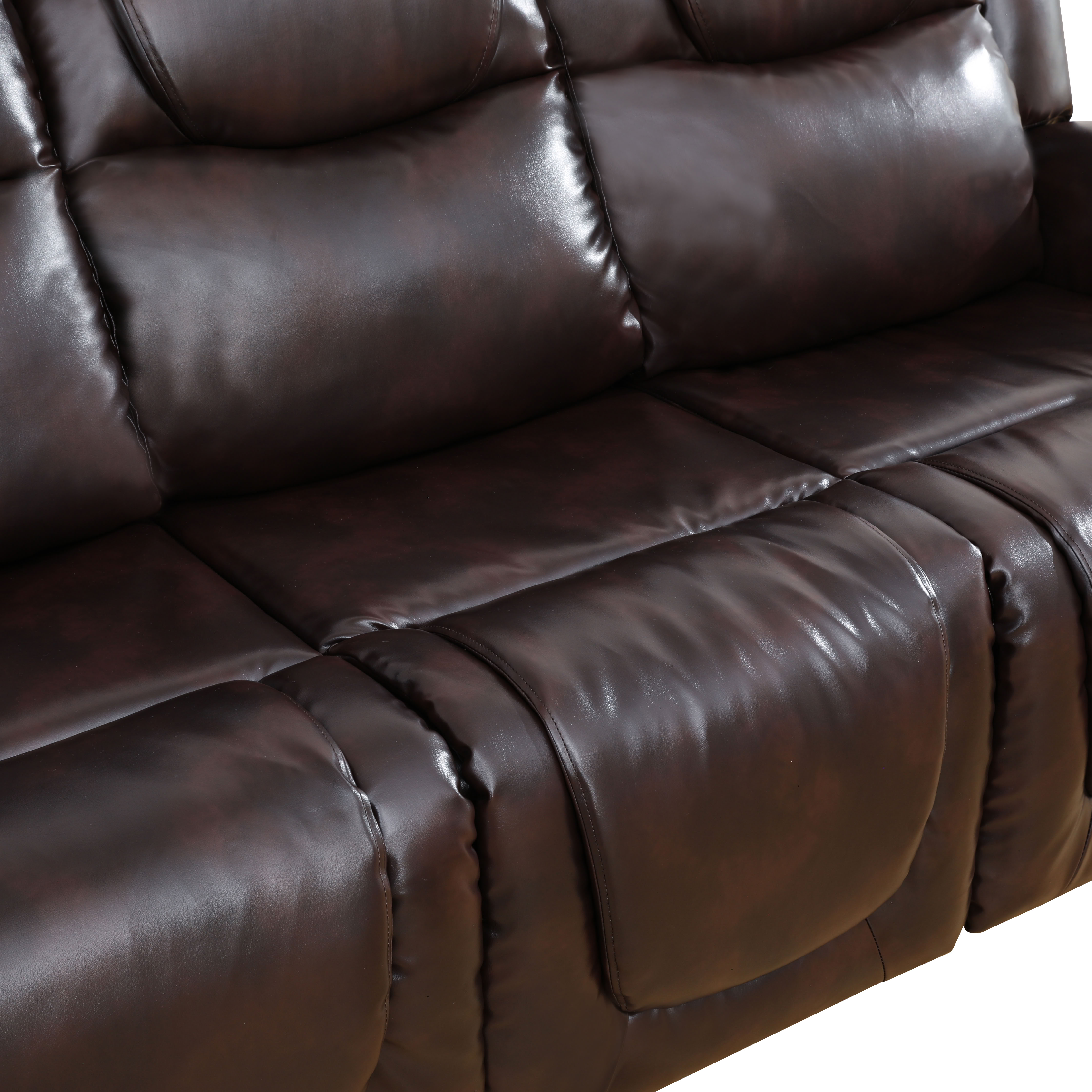 MAYEERTY 3-Seater Recliner Sofa, Recliner with Breathable Semi PU Leather for Family Living Rooms