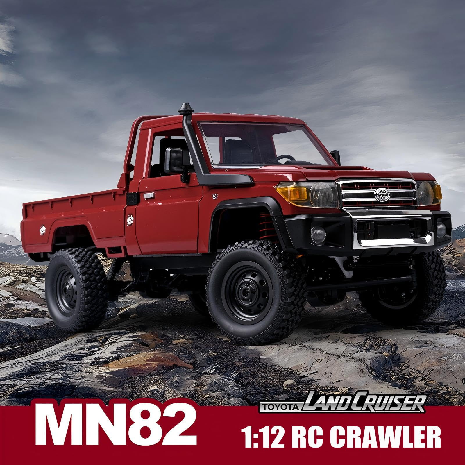 MN-82 1/12 Scale RC Rock Crawler Truck, 4x4 Off-Road Remote Control Car with 2.4GHz Remote & Dual 500mAh Batteries - Ideal Gift for Birthday/Christmas/Halloween (Ages 8+)