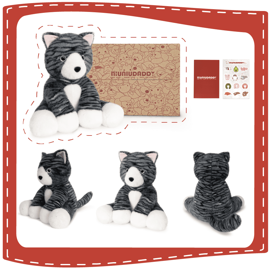 Niuniu Daddy 13.8" Sitting Cat Weighted Stuffed Animals,4 lb Giant Weighted Cat Plush Toy Body Pillow with Soft Faux Fur, Birthday Gift for Baby, Kids & Adults
