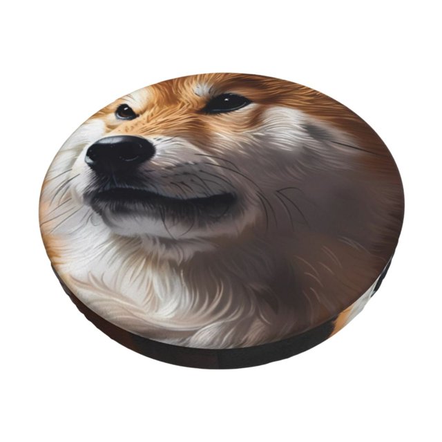 Balery Regal Shiba Inu Fundas de asiento para taburete de bar redondo de tela de terciopelo ajustables que protegen de arañazos y manchas para sillas de 14 a 17 pulgadas.-14 inch