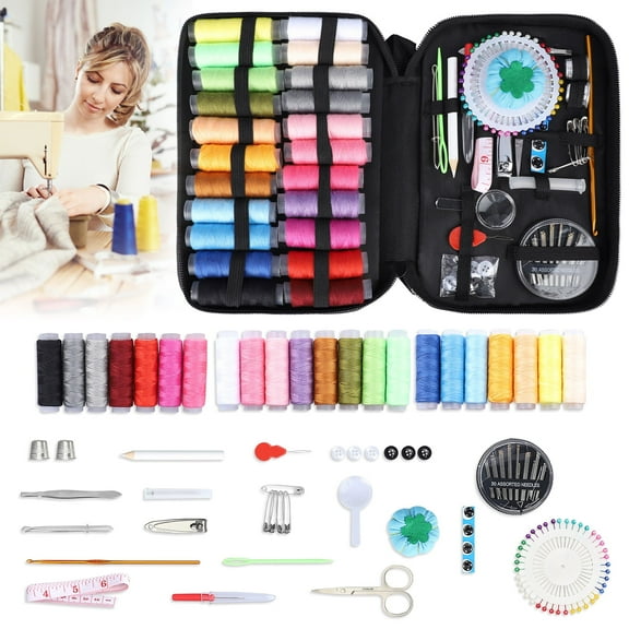 126pcs Sewing Kit for Adults and Kids, Needle and Thread Sewing Kit with Scissors, Thimble, Thread, Needles, Tape Measure, Carrying Case, Basic Sewing Repair Kit for Home, Travel, Beginner