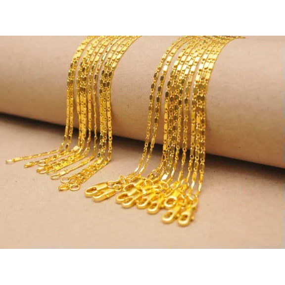 10PCS 16-30inch 18KGF Gold Smooth Chain Necklace Accessorie Jewelry Necklace