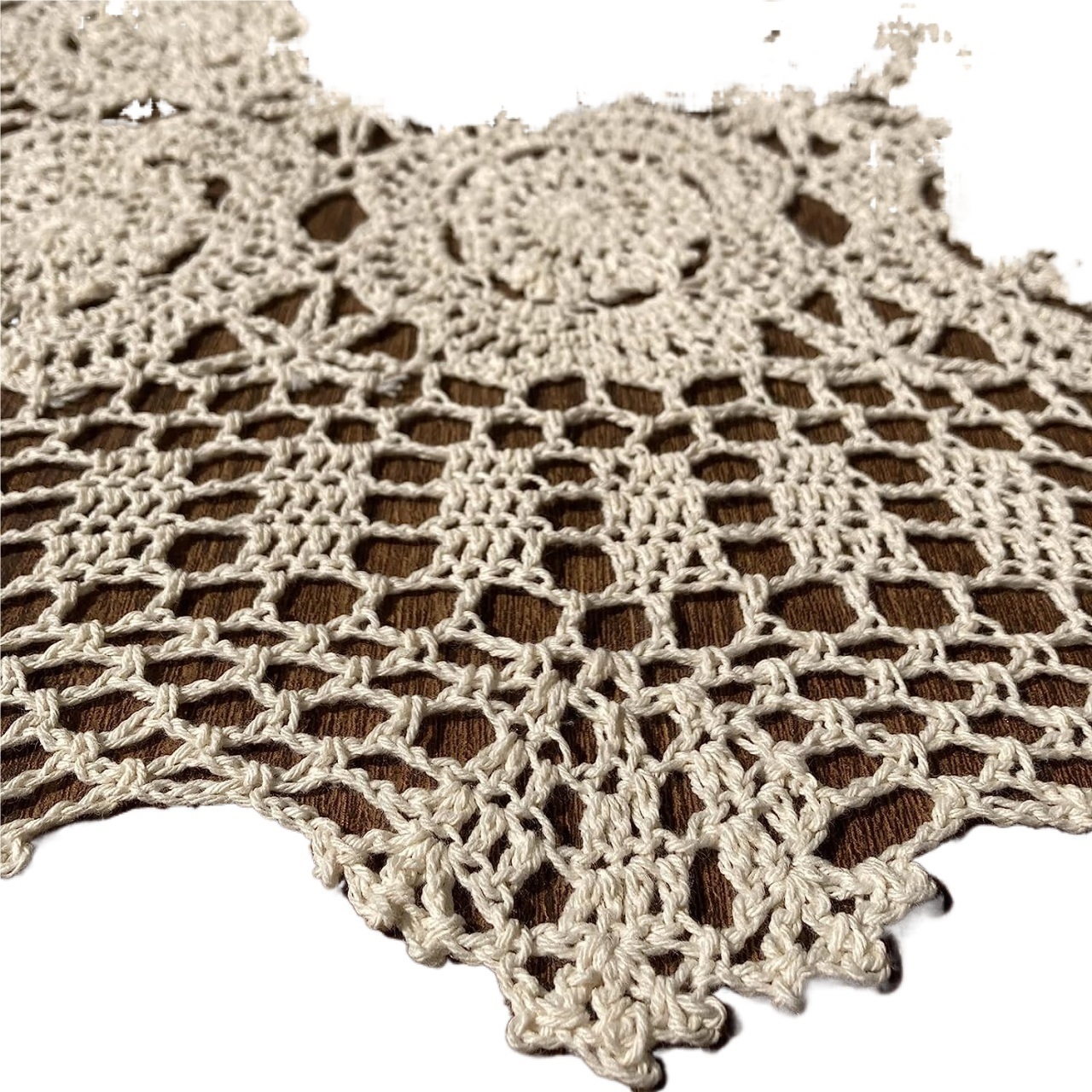 Rectangular Cotton Handwork Crochet Lace Table Runner Cloth Doilies, Table Centerpieces for Dining Room