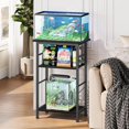thumbnail image 2 of 5-10 Gallon Aquarium Stand, 3 Tier Fish Tank Stand with Storage, Fish Tank Stand with Metal Frame, Reptile Turtle Tank Stand for Home Office, 20.47" x 11.02" x 30.52", Black, 2 of 7
