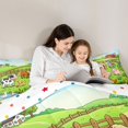 thumbnail image 4 of Manfei Kawaii Cow Horse Dog Duck Queen Comforter Set 3 Pieces,Cartoon Farm Animal Comforter Sets Queen,Green Blue,1 Comforter and 2 Pillowcases,Reversible, 4 of 6