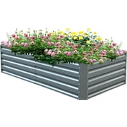 VEVOR Raised Metal Garden Bed, 80"x40"x19" Steel Garden Bed Gray Square Garden Planter Box, Raised Garden Bed Kit Outdoor Compost Garden Bed