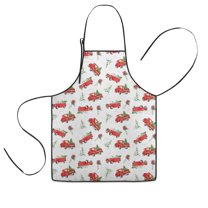 Red Christmas Truck Pattern Kids Aprons for Girls and Boys,Adjustable Neck Strap Toddler Aprons for Kids Cooking Baking