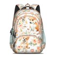 thumbnail image 2 of Corgi Dog and Flower Florals Backpack for School,Cute School Bag,Schoolbag with Adjustable Shoulder Straps & Padded Back,16.9 Inch, 2 of 5
