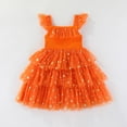 thumbnail image 5 of BOBOGOJP Toddler Tulle Dress Unicorn Outfit Birthday Princess Party Girls Summer Causal Tutu Skirts Orange for Size 5-6 Years, 5 of 6