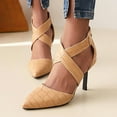 thumbnail image 5 of TUOBARR Heels Sandals Women, Women's Fashion Pointed Toe High Heel Dress Pumps Shoes Beige, 5 of 5