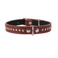 thumbnail image 2 of Genuine Leather Studded Padded Dog Collar 18" Long 3/4" Wide Fits 12"-14.5" Neck (Red), 2 of 3