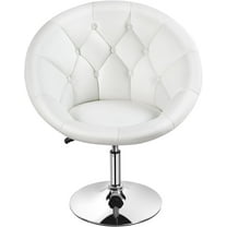 CRXX Adjustable Accent Chair Upholstered Swivel Vanity Chair for Make up Room Bedroom Office, White