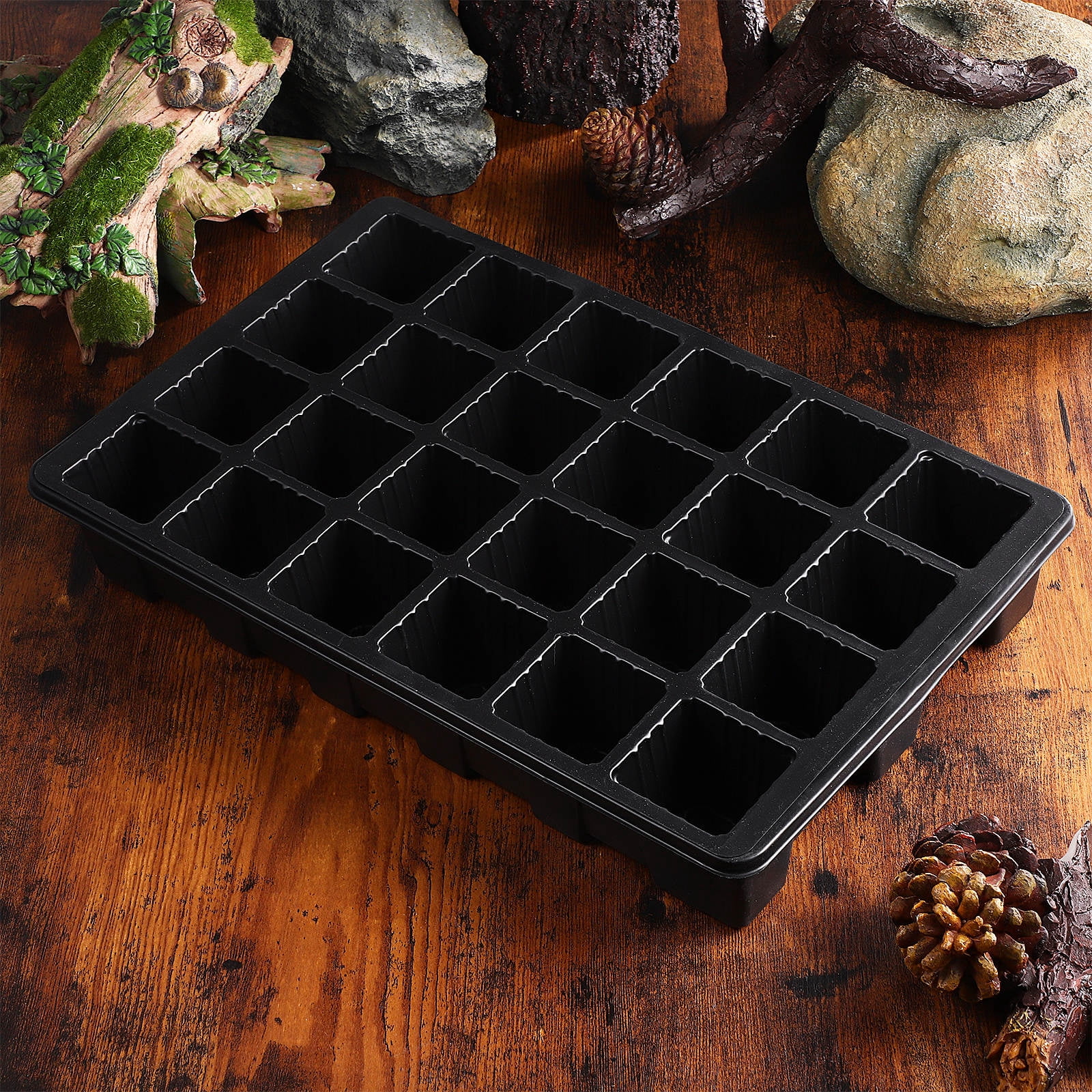 Phenofice 3-Pack Stackable Plastic Seed Starter Trays for Gardeners, Growing Trays 14.34x9.04x2.75in