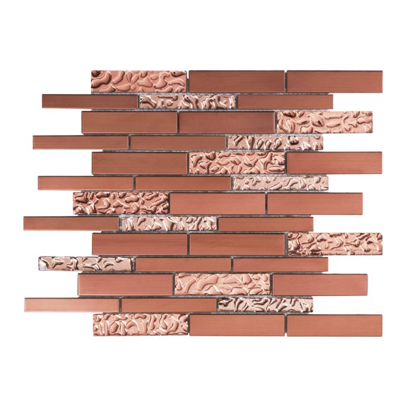 Modket TDH484RG Rose Gold Satin Copper Stainless Steel Infused Glass Mosaic Tile Backsplash