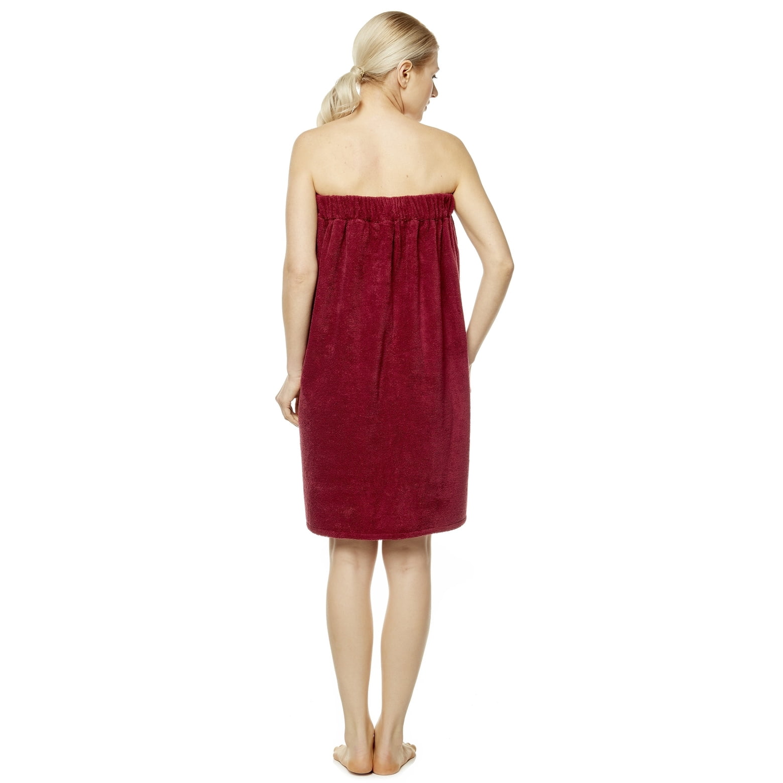 Women's Turkish Terry Cotton Bath and Shower Towel Wrap Burgundy Small/Medium