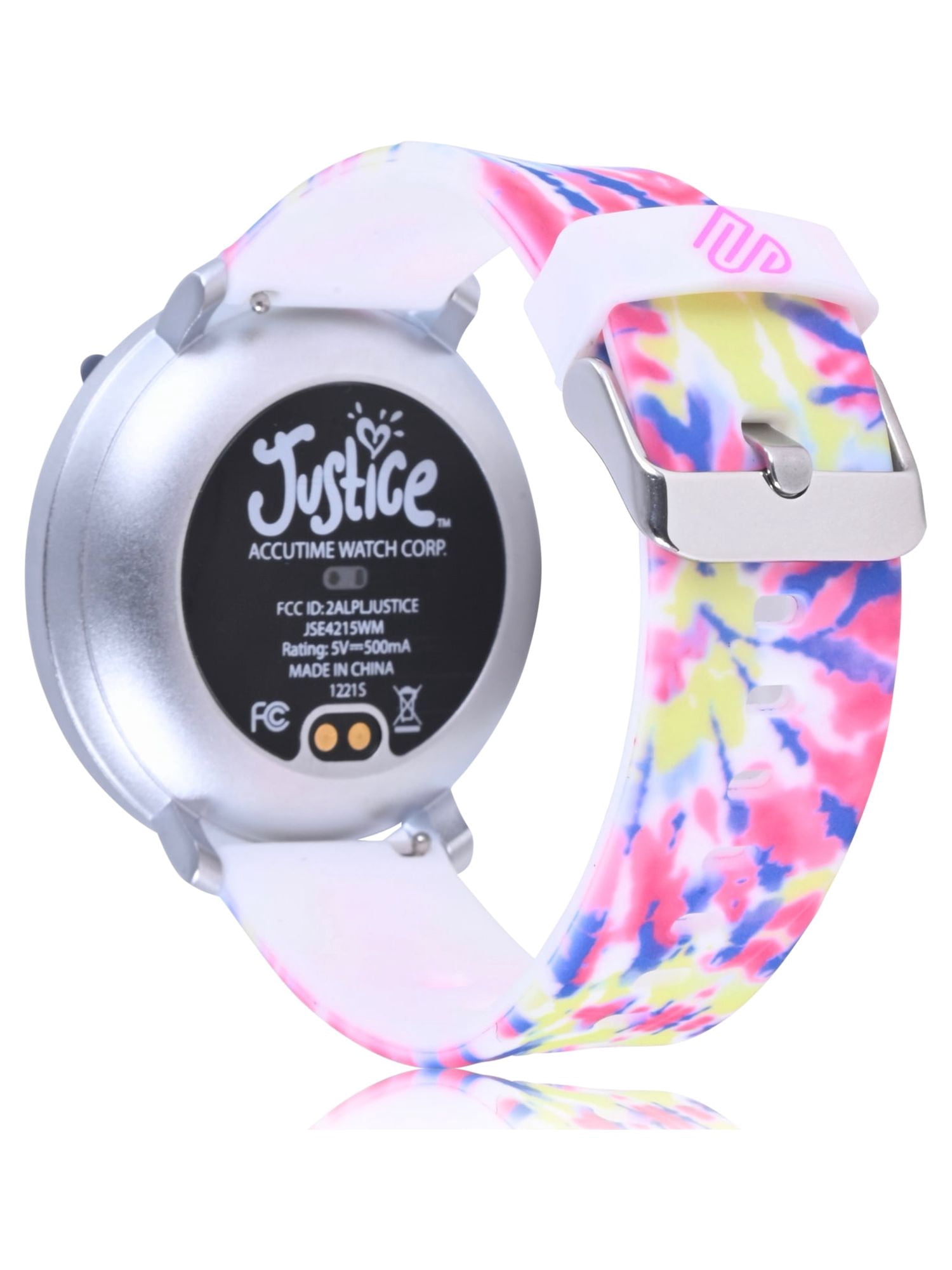 Justice Unisex Tween Sport Smart Watch with Silicone Strap with Tie Dye Band (JSE4215WM)