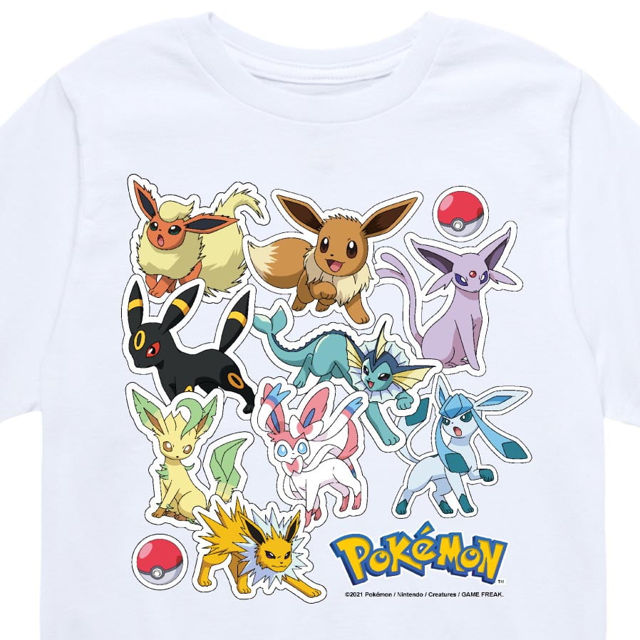 Pokémon Pokemon - Eevee Evolution Stickers - Youth Short Sleeve Graphic T-Shirt, Kids Unisex, Size: Small, Yellow