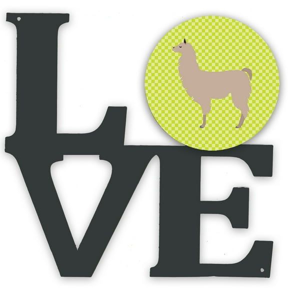 Llama Green Metal Wall Artwork LOVE
