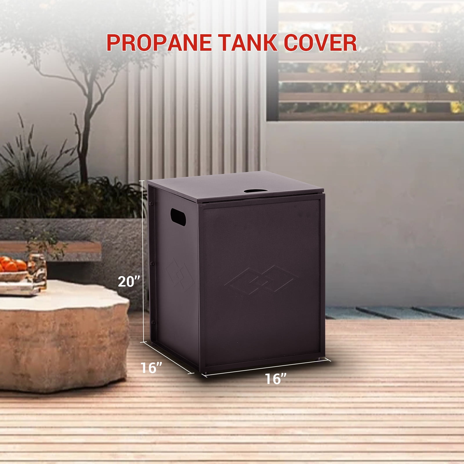 16'' Propane Tank Cover Hideaway Side Table 20 lbs Propane Gas Holder for Gas Fire Pit, Grill, Griddle & Stoves, Bronze