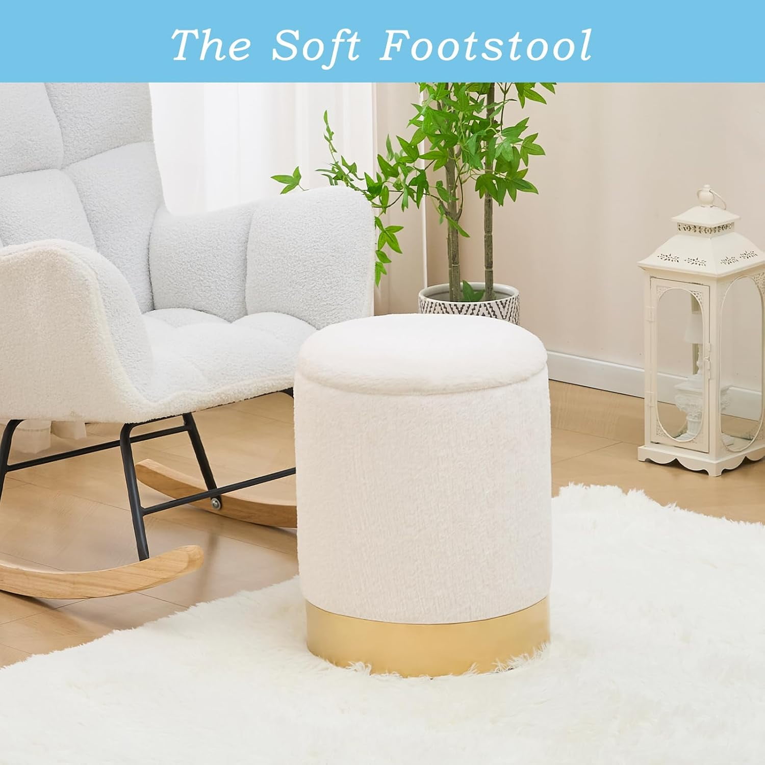 Casa Pura Furniture Elegant Storage Ottoman with Decorative Wooden Lid Modern Stylish Storage Solution for Living Room, Bedroom, and More