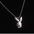thumbnail image 4 of 2023 - Playboy Bunny Necklace 24" Rolo Chain In 304 Stainless, With Antiqued Zinc Alloy Play Boy Rabbi, 4 of 5