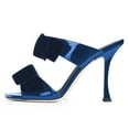 thumbnail image 2 of FSJ Women Sexy Two Bows Open Toe Mules Stiletto High Heel Slip On Party Evening Prom Dress Slides Shoes Size 8 Blue, 2 of 5
