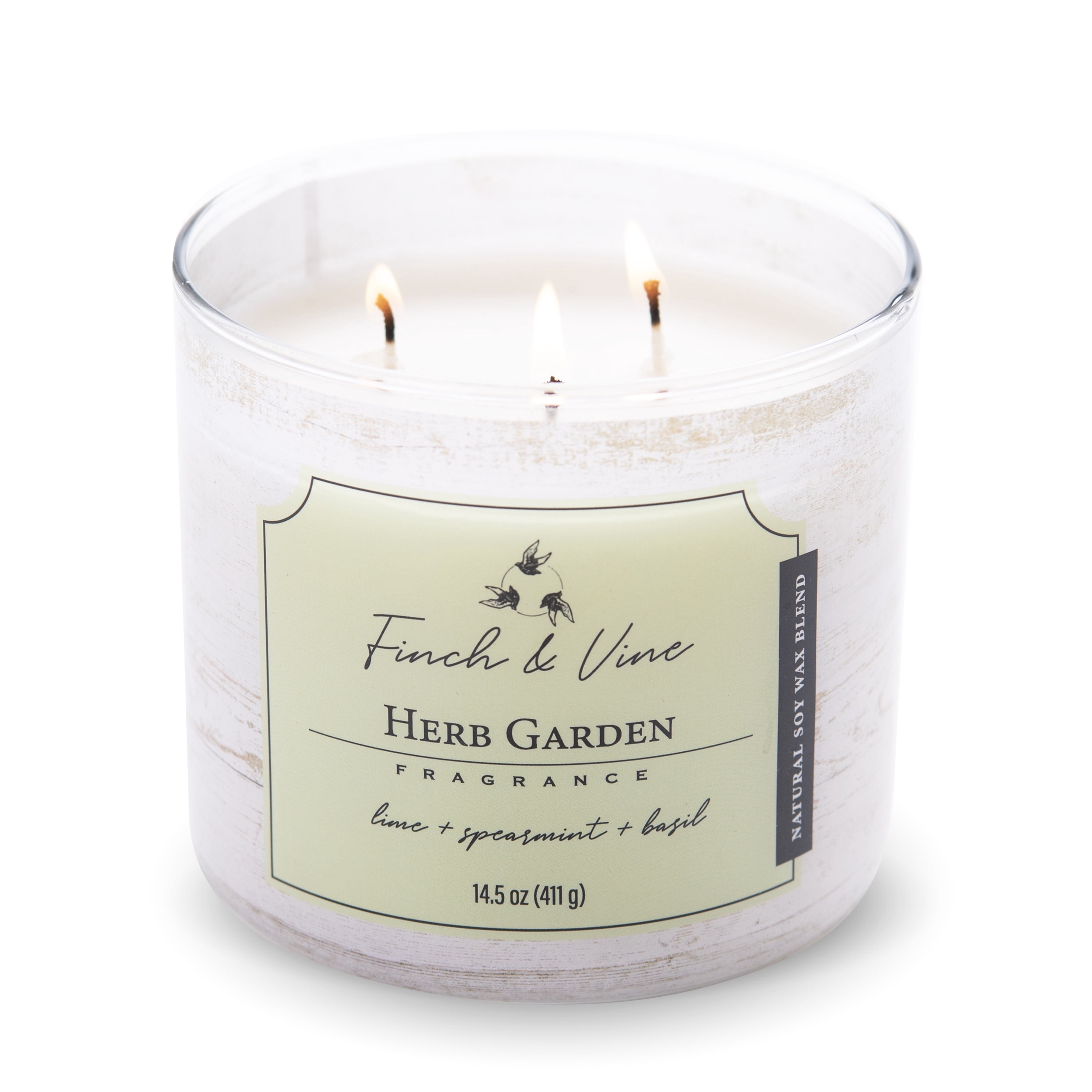 Carolina Candle Herb Garden 14.5Oz, 3 Wick Candle, White