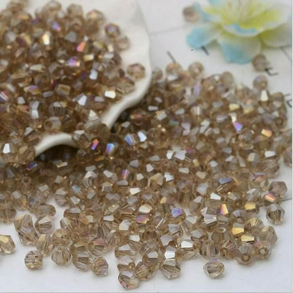 U8MO 100 Bulk Beads Faceted Bicone Champagne Tan Wholesale Beads 4mm Lot Cone