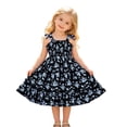 thumbnail image 2 of WOYY Girls Floral Sleeveless Ruffle Tiered Dress Casual Smocked Sun Dress, Blue, Sizes 2-8, 2 of 8