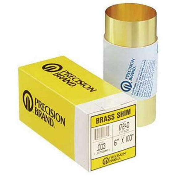 Precision Brand Brass Shim Stock Rolls, 0.1, Brass, 0.002" x 100" x 6" - 1 RL (605-17195)