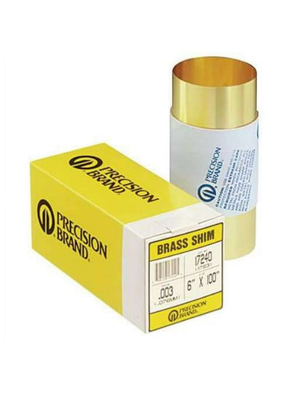 Precision Brand Brass Shim Stock Rolls, 0.1, Brass, 0.002" x 100" x 6" - 1 RL (605-17195)