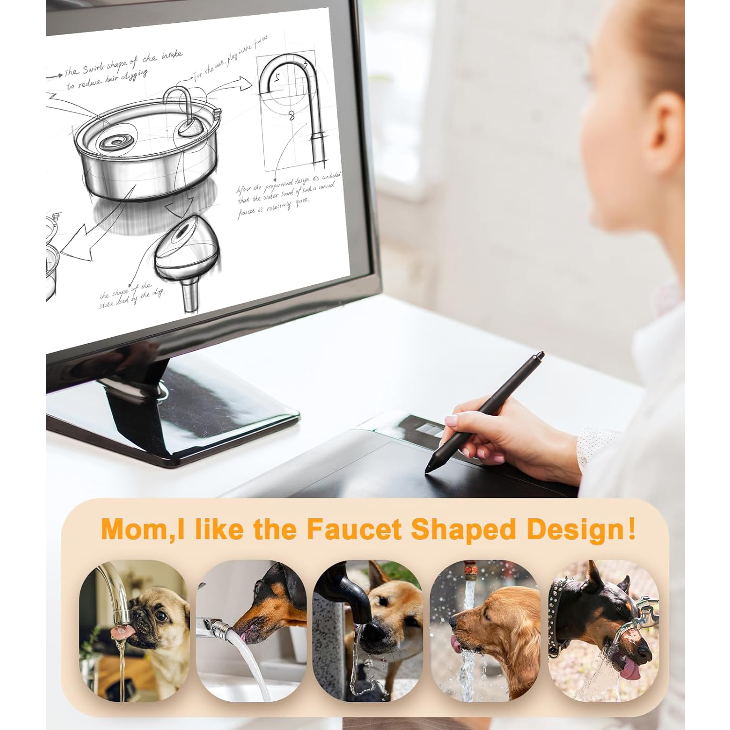 Oneisall Large Dog Water Fountain, Stainless Steel photo 2