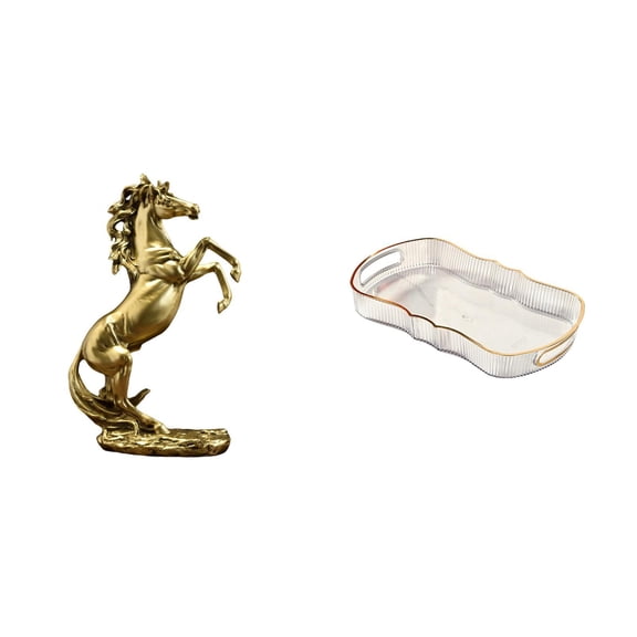 CarpNettore Handmade Horse Figurine Table Decoration for Hotels and Bookshelves with Lightweight Craft and Vanity Tray for Food Serving and Cosmetic Storage