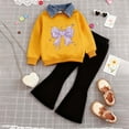 thumbnail image 2 of mgoYE Toddler Girls Clothes Girls Clothes 2 Piece Cute Butterfly Sweatshirt & Flared Pants Winter Outfits for Teen Girls(Light Purple,5-6 Years), 2 of 9