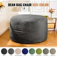 thumbnail image 4 of Baxluxe 4FT Bean Bag Chair: Bean Bag with Velvet Cover, Fluffy and Comfy Bean Bag Chairs for Adults and Kids, Bean Bag Sofa Filled with High-Density Sponge for Gaming (Grey), 4 of 7