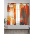 thumbnail image 2 of Sheer Curtains 63 Inch Length 2 Panels Set for Bedroom, Burnt Orange Brown Semi Sheer Curtains for Windows, Farmhouse Ombre Abstract Mottled Art Voile Window Treatments Rod Pocket Curtain, 2 of 7