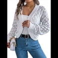 thumbnail image 3 of Suéteres Tipo Cárdigan para Mujer, de Crochet, con Frente Abierto, Chaqueta Corta, para Otoño e Invierno, con Mangas Farol. L, 3 of 10