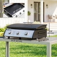 thumbnail image 2 of Portable Propane Gas Griddle with 3 Burners, 8530 BTU Non-Stick Hotplate and Lid, Black Stainless Steel BBQ Grill Cart for Camping, Festivals, Patio and Outdoor Cooking, 24.8"W, 2 of 7