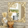 thumbnail image 2 of DecMode 30" x 30" Gold Ornate Baroque Floral Wall Mirror with Distressed Details, 2 of 7