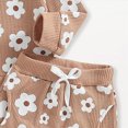 thumbnail image 4 of Futezty Baby Girl Clothes Fall Winter Outfit Waffles Floral Sweatshirt Tops Long Pants with Headband Toddler Girl Clothes 3M-4T, 4 of 5