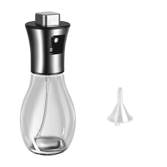 Glass Oil Spray Bottle with Stainless Steel Pump - Leak-Proof Misting for Cooking and Dressing - 100ml or 200ml Capacity - Perfect for BBQ and Kitchen Use - Includes Funnel for Easy Refilling