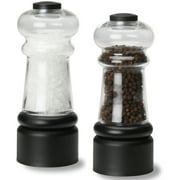 Olde Thompson York Salt Mill and Pepper Mill Set, Pre-Filled, Black and Clear