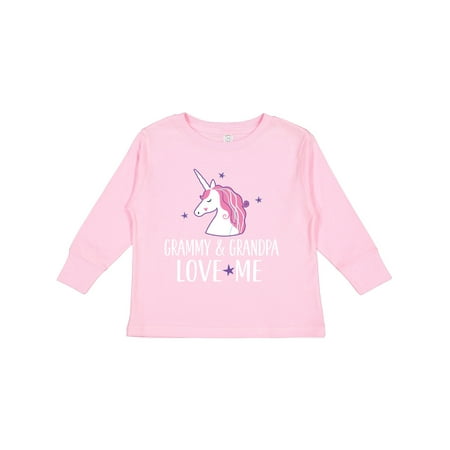 

Inktastic Grammy and Grandpa Love Me Girl Unicorn Outfit Gift Toddler Toddler Girl Long Sleeve T-Shirt
