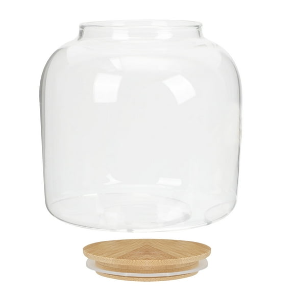 PAMINGONO Round Glass Airtight Tea Storage Jar with Bamboo Lid 1Set
