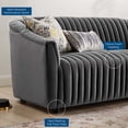 thumbnail image 3 of Tufted Loveseat Sofa, Charcoal Grey Gray, Velvet, Modern Contemporary, Mid Century Living Hotel Lounge Cafe Lobby, 3 of 8