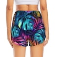 thumbnail image 3 of Picia Colorful Tropical Leaves Pattern Women's 2 in 1 Athletic Running Shorts High Waisted Workout Casual Gym Sweat Shorts with Comfy Liner Zipper Pockets-X-Large, 3 of 9