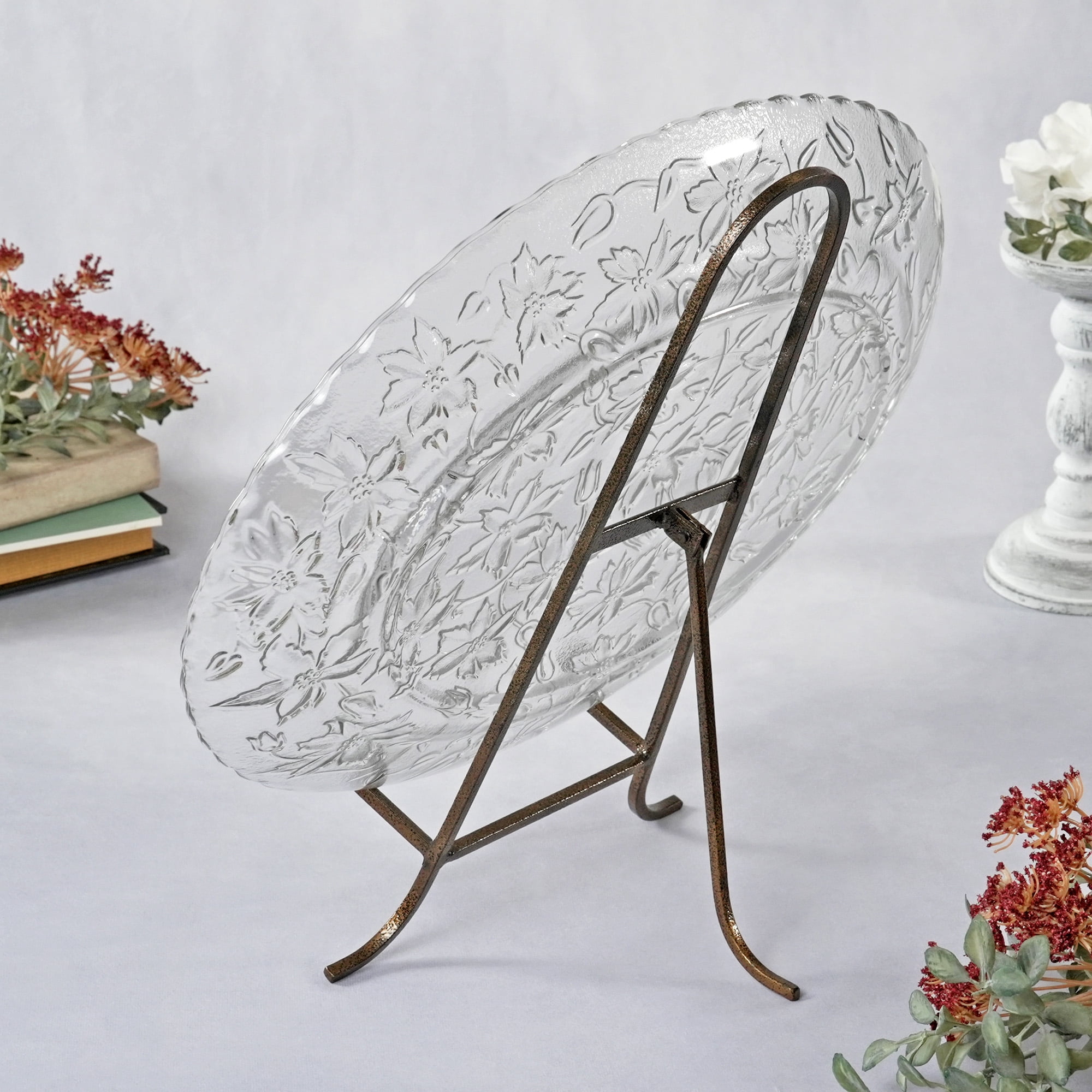 Bard's Antique Gold-toned Wrought Iron Easel, 14.5" H x 9.375" W x 6" D (For 11" - 17" Plates)